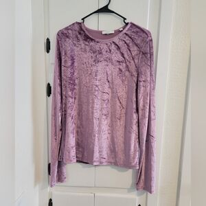 Vince Velvet Velour Long Sleeve Crewneck Top Xlarge
